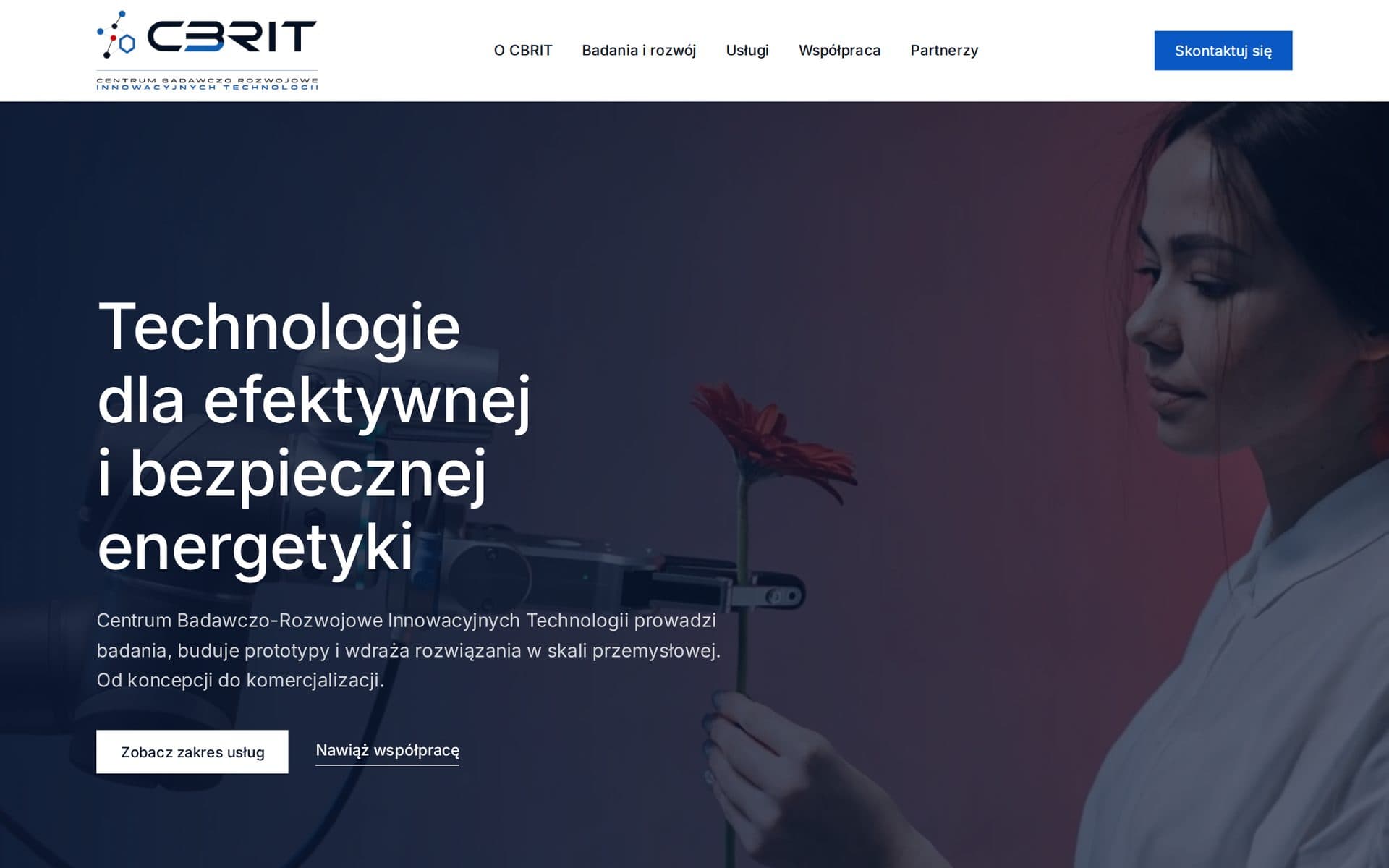 Home page of cbrit.org with a headline about technologies for the energy sector